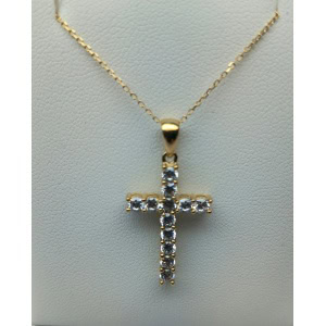 9ct Yellow Gold CZ Cross