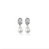 Pearl Drop Earrings with Clear Stones