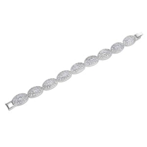 Oval Bracelet with Clear Stones