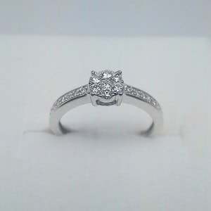 9ct White Gold Cluster Diamond Ring