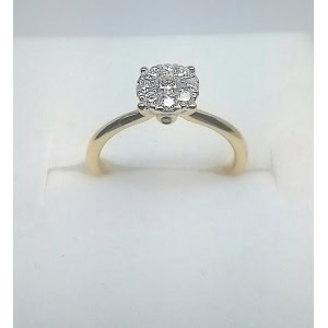 9ct Yellow Gold Diamond Cluster
