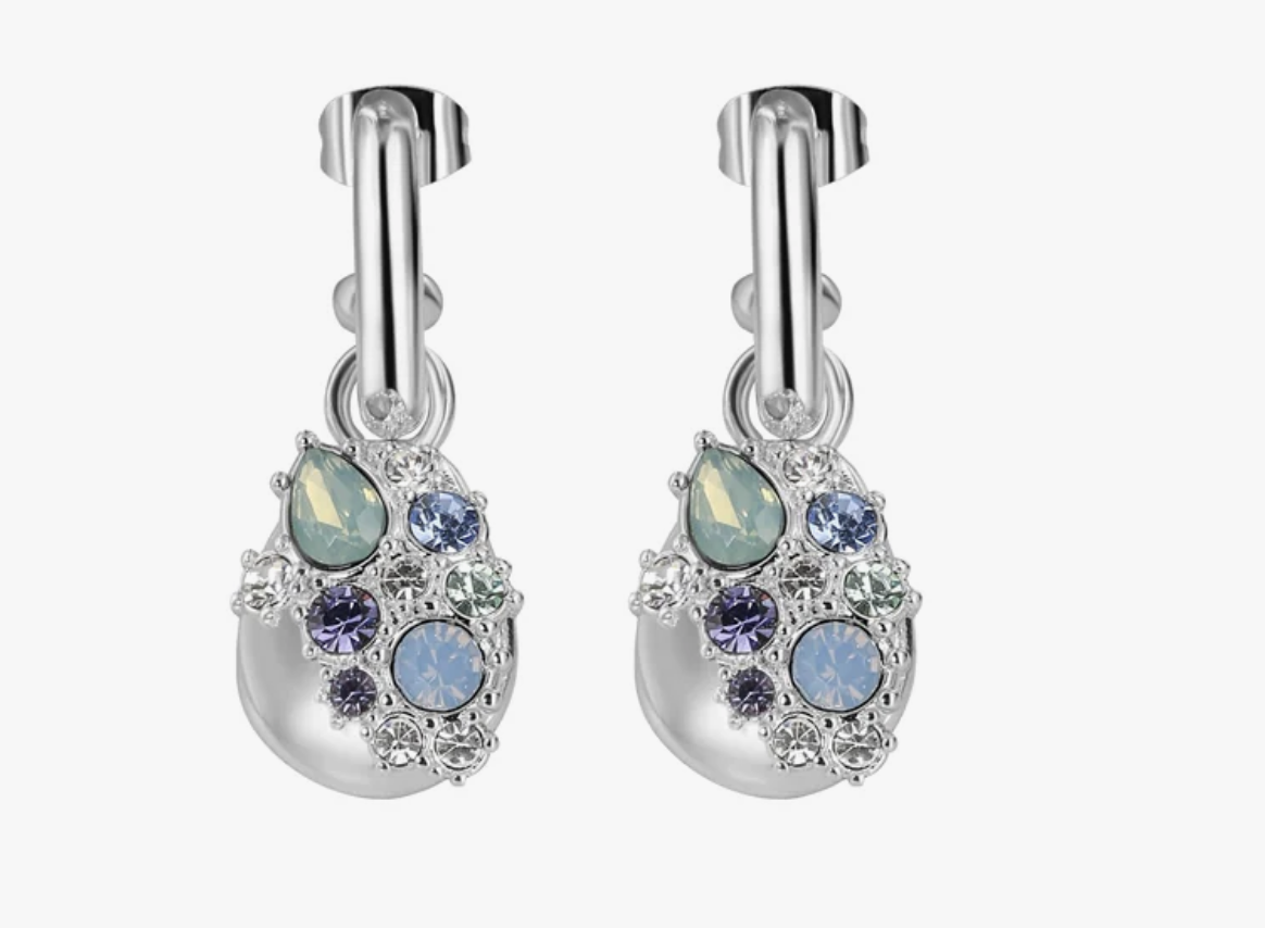 DROP EARRINGS WITH BLUE AND CLEAR STONES