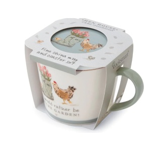 Hen House Lane Conical Mug & Coaster Set
