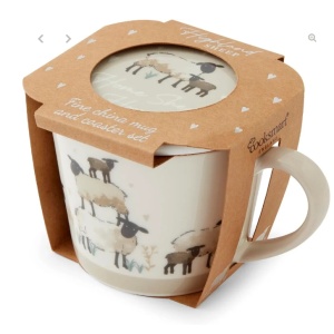 Highland Sheep Conical Mug & Coaster Set